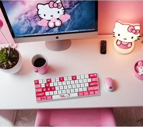أغطية مفاتيح Sanri0 Hello Kittty باللونين الوردي والأحمر لمفاتيح XDA MX، لوحة مفاتيح ميكانيكية للألعاب اليابانية اللطيفة، مجموعة أغطية مفاتيح PBT (Hello Kittty) in Saudi Arabia