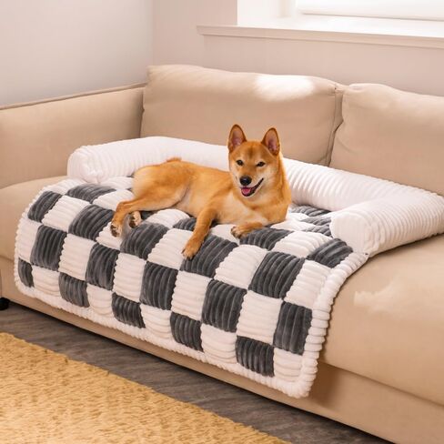 Pet Couch Covers for Sofa, 47.24"×37.4" Large Dogs Bed Mat for Sofa Couch Furniture Protector Cream Square Plaid Cozy Dog Couch Cover, Black Checkered, X-Large in Saudi Arabia