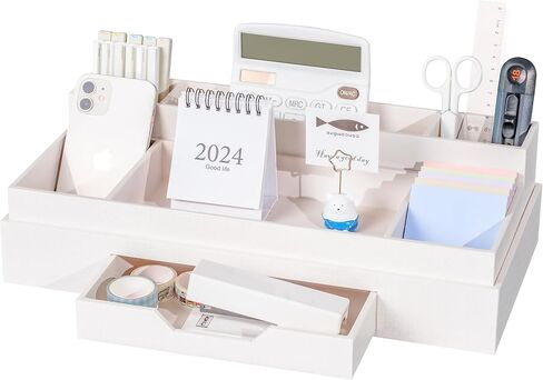 JiaWei Black Desk Organization and Accessories, Office Supplies storage with Drawer. Mail organizer 16.5×8.6×4.4 inches Cardboard Desktop organizer. in Saudi Arabia