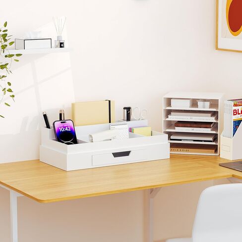 JiaWei Black Desk Organization and Accessories, Office Supplies storage with Drawer. Mail organizer 16.5×8.6×4.4 inches Cardboard Desktop organizer. in Saudi Arabia