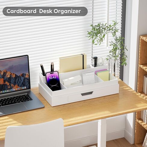 JiaWei Black Desk Organization and Accessories, Office Supplies storage with Drawer. Mail organizer 16.5×8.6×4.4 inches Cardboard Desktop organizer. in Saudi Arabia