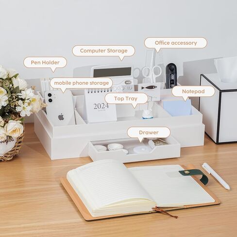 JiaWei Black Desk Organization and Accessories, Office Supplies storage with Drawer. Mail organizer 16.5×8.6×4.4 inches Cardboard Desktop organizer. in Saudi Arabia