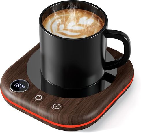 Mug Warmer Upgraded,Coffee Mug Warmer for Desk LEDs Light 3 Temp Settings (113-167°F) 1-12H Timer 4 H Auto Shut Off Beverage Cup Candle Warmer for Coffee Tea Milk(Wood Grain) in Saudi Arabia