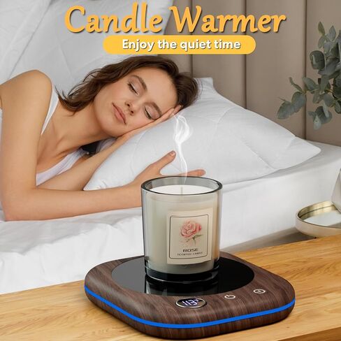 Mug Warmer Upgraded,Coffee Mug Warmer for Desk LEDs Light 3 Temp Settings (113-167°F) 1-12H Timer 4 H Auto Shut Off Beverage Cup Candle Warmer for Coffee Tea Milk(Wood Grain) in Saudi Arabia