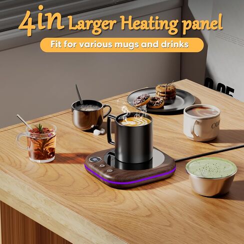 Mug Warmer Upgraded,Coffee Mug Warmer for Desk LEDs Light 3 Temp Settings (113-167°F) 1-12H Timer 4 H Auto Shut Off Beverage Cup Candle Warmer for Coffee Tea Milk(Wood Grain) in Saudi Arabia