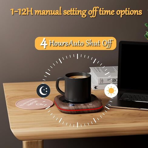 Mug Warmer Upgraded,Coffee Mug Warmer for Desk LEDs Light 3 Temp Settings (113-167°F) 1-12H Timer 4 H Auto Shut Off Beverage Cup Candle Warmer for Coffee Tea Milk(Wood Grain) in Saudi Arabia