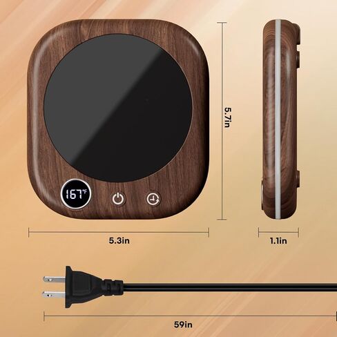 Mug Warmer Upgraded,Coffee Mug Warmer for Desk LEDs Light 3 Temp Settings (113-167°F) 1-12H Timer 4 H Auto Shut Off Beverage Cup Candle Warmer for Coffee Tea Milk(Wood Grain) in Saudi Arabia