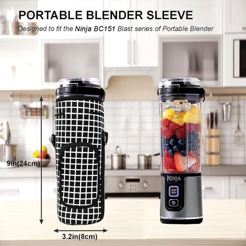 Storage Sleeve Bag for Ninja Blast Portable Blender with Shoulder Strap and Accessory Pocket Compatible with Ninja BC151NV/BC51NV/BC151BK/BC151CR/BC151EM/BC151PR/BC151WH Blast Portable Blender(Black) in Saudi Arabia