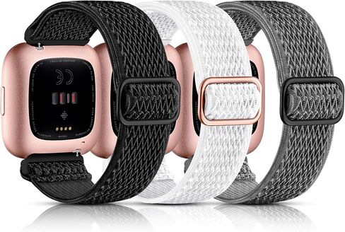مجموعة Maledan مكونة من 3 حلقات منفردة قابلة للتمدد متوافقة مع سوار Fitbit Versa 2 للنساء والرجال، سوار ساعة بديل رياضي من النايلون الناعم Versa 2 لساعة Fitbit Versa 2/Versa Lite، أسود/أخضر/رمادي in Kuwait