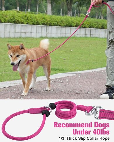 Aiyuda Tangle-Free Slip Lead for Dogs with Padded Traffic Handle, Reflective Dog Training Leash, 6ft Dog Leads for Walking, Double Handle Leash for Puppy, Small, Medium Dogs Under 40 LBS,Red/Black in Saudi Arabia
