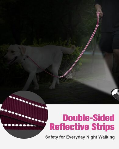 Aiyuda Tangle-Free Slip Lead for Dogs with Padded Traffic Handle, Reflective Dog Training Leash, 6ft Dog Leads for Walking, Double Handle Leash for Puppy, Small, Medium Dogs Under 40 LBS,Red/Black in Saudi Arabia