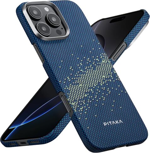 pitaka for iPhone 16 Pro Max Case Compatible with MagSafe, Thin & Light Case iPhone 16 Pro Max with a Caseless Feel, 600D Aramid Fiber Woven [Ultra Slim Case-Black/Grey (Twill)] in Saudi Arabia