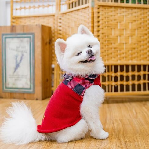 EXPAWLORER Fleece Dog Sweater - Classic Plaid Dog Jacket, Winter Coat Vest with 2 D-Rings for Leash, Pet Cold Weather Clothes, Sweatershirt for Boys or Girls in Saudi Arabia