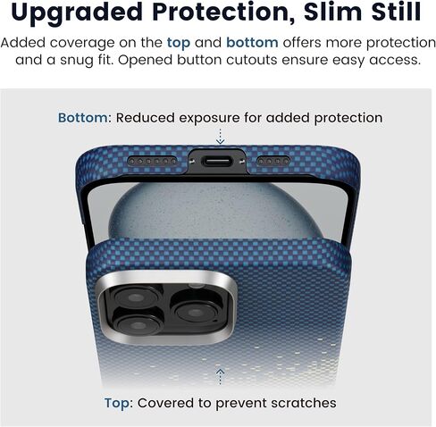 pitaka for iPhone 16 Pro Max Case Compatible with MagSafe, Thin & Light Case iPhone 16 Pro Max with a Caseless Feel, 600D Aramid Fiber Woven [Ultra Slim Case-Black/Grey (Twill)] in Saudi Arabia
