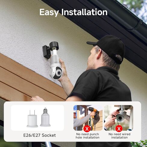 2K Light Bulb Security Cameras Wireless Outdoor, 5G&2.4G WiFi Cameras for Home Security with Adjustable LED Lights, IPX6 Waterproof, 360° Motion Tracking and AI Human Detection -1 Pack in Saudi Arabia