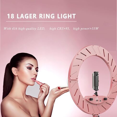 JJ JIANJIN Ring Light Kit:18"/45cm Outer 55W6700k Dimmable LED Light, Tripod Stand, Remote Controller,Box for Camera,Smartphone,YouTube,TikTok,Self-Portrait Shooting,CRI90,Black in Saudi Arabia