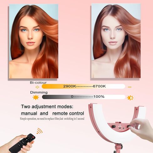 JJ JIANJIN Ring Light Kit:18"/45cm Outer 55W6700k Dimmable LED Light, Tripod Stand, Remote Controller,Box for Camera,Smartphone,YouTube,TikTok,Self-Portrait Shooting,CRI90,Black in Saudi Arabia