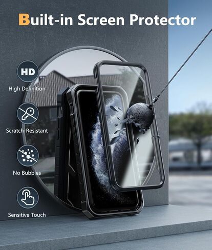 FNTCASE for iPhone 11 Pro Case: Military Grade Shockproof Dual Protective Cell Phone Cover with Kickstand - Rugged Full Protection Matte Textured Dropproof Heavy Duty Hard Cases - 5.8 Inch Black in Saudi Arabia