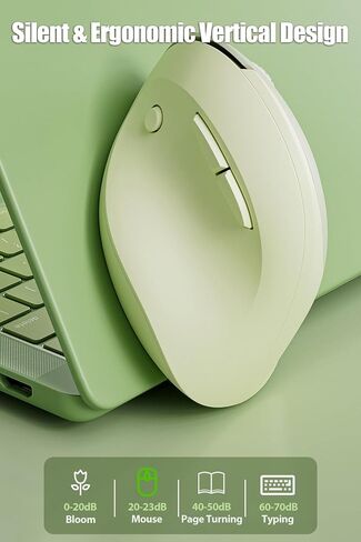 Dual-Mode Ergonomic Mouse Vertical Mouse Wireless 2.4GHz/Bluetooth 5.0, 7 Buttons, 5-Level DPI, 1 AAA Battery, Silent Optical Mice for Win/Mac/Computer/Laptop/Office/Gamer, Avocado Green in Saudi Arabia