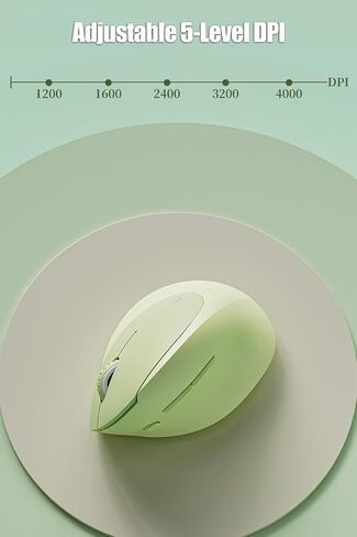 Dual-Mode Ergonomic Mouse Vertical Mouse Wireless 2.4GHz/Bluetooth 5.0, 7 Buttons, 5-Level DPI, 1 AAA Battery, Silent Optical Mice for Win/Mac/Computer/Laptop/Office/Gamer, Avocado Green in Saudi Arabia