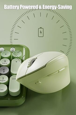 Dual-Mode Ergonomic Mouse Vertical Mouse Wireless 2.4GHz/Bluetooth 5.0, 7 Buttons, 5-Level DPI, 1 AAA Battery, Silent Optical Mice for Win/Mac/Computer/Laptop/Office/Gamer, Avocado Green in Saudi Arabia