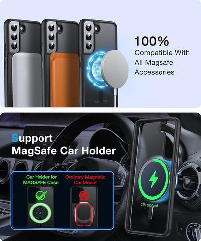 [NO.1 Magnetic for Samsung Galaxy S22 Case with MagSafe [Translucent Matte][Anti-Fingerprint][Military Grade Drop Tested] Slim Hard Case Silicone Bumper for Samsung Galaxy S22 Phone Case,Black in Saudi Arabia