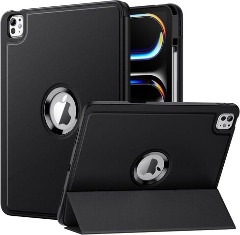 MoKo for New iPad Pro 13 inch Case 2024 M4 (7th Generation) with Pencil Holder, Smart Cover for iPad Pro 13 inch with Soft TPU Back, Hollow Logo/Auto Wake/Sleep, Black in Saudi Arabia