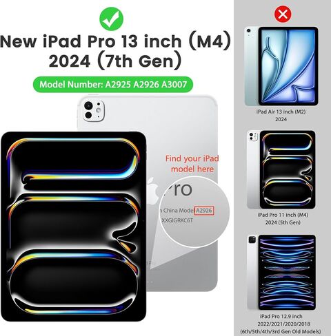 MoKo for New iPad Pro 13 inch Case 2024 M4 (7th Generation) with Pencil Holder, Smart Cover for iPad Pro 13 inch with Soft TPU Back, Hollow Logo/Auto Wake/Sleep, Black in Saudi Arabia