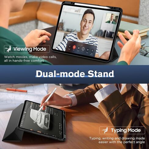 MoKo for New iPad Pro 13 inch Case 2024 M4 (7th Generation) with Pencil Holder, Smart Cover for iPad Pro 13 inch with Soft TPU Back, Hollow Logo/Auto Wake/Sleep, Black in Saudi Arabia