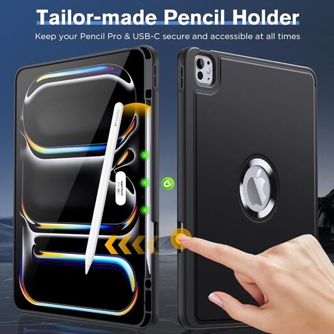 MoKo for New iPad Pro 13 inch Case 2024 M4 (7th Generation) with Pencil Holder, Smart Cover for iPad Pro 13 inch with Soft TPU Back, Hollow Logo/Auto Wake/Sleep, Black in Saudi Arabia