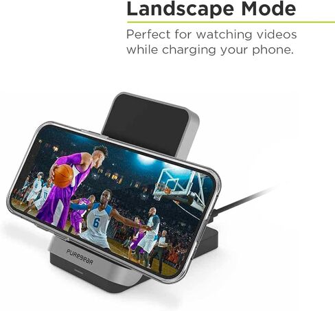 لوحة شحن لاسلكية سريعة PureGear 10W مع مسند، حامل شحن لاسلكي معتمد من Qi لأجهزة iPhone 11، 11 Pro، 11 Pro Max، SE،Xs Max، XR،XS، Galaxy S22، S21، S20، S10، S9 والمزيد من الأجهزة التي تدعم Qi in Kuwait