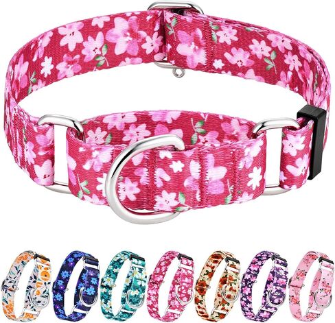 Hikiko Martingale Collar for Dogs with No Buckle Floral Daisy Dog Collar Soft Nylon No Pull Dog Collars for Small Dogs,Green Flower,S in Saudi Arabia