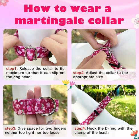 Hikiko Martingale Collar for Dogs with No Buckle Floral Daisy Dog Collar Soft Nylon No Pull Dog Collars for Small Dogs,Green Flower,S in Saudi Arabia