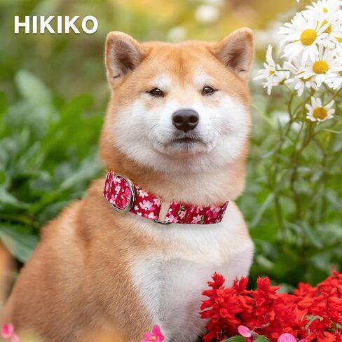 Hikiko Martingale Collar for Dogs with No Buckle Floral Daisy Dog Collar Soft Nylon No Pull Dog Collars for Small Dogs,Green Flower,S in Saudi Arabia