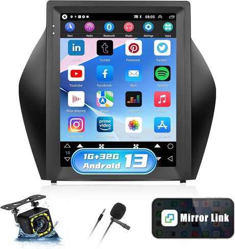 UNITOPSCI 1G+32G Android 13 Car Stereo Radio for Hyundai ix35 Tucson 2010-2015 GPS Navigation Head Unit Bluetooth 9.7 Inch Vertical Touch Screen WiFi Mirror Link FM/RDS Radio SWC + Backup Camera Mic in Saudi Arabia