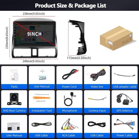 8-Core 4+64G Android Car Stereo for Honda CRV 2002-2006 with Carplay Android Auto 59 Theme 9 inch Touchscreen Bluetooth 5.0 FM/RDS Network Radio DSP 32EQ AI Voice GPS in Saudi Arabia