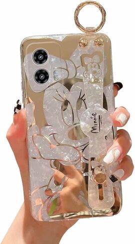 for Motorola Moto G Stylus 5G 2024 Case 6.7" Cute with Wrist Strap Stand Glitter Bling Cartoon IMD Soft TPU Shockproof Protective Case Cover for Girls Women - Minnie in Saudi Arabia