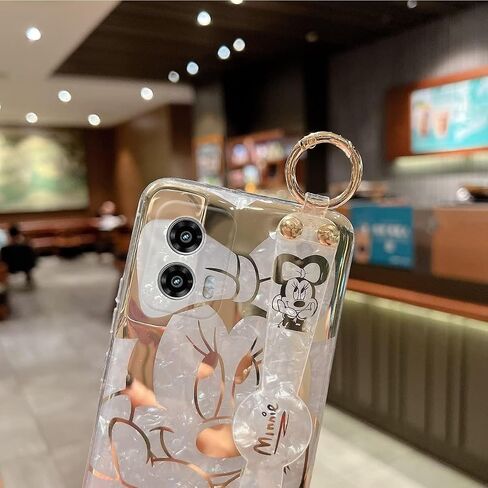 for Motorola Moto G Stylus 5G 2024 Case 6.7" Cute with Wrist Strap Stand Glitter Bling Cartoon IMD Soft TPU Shockproof Protective Case Cover for Girls Women - Minnie in Saudi Arabia