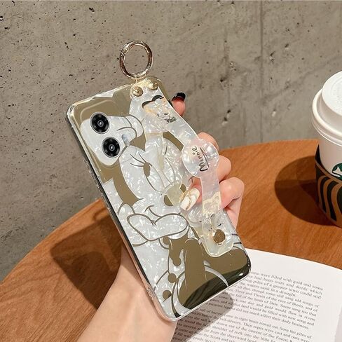 for Motorola Moto G Stylus 5G 2024 Case 6.7" Cute with Wrist Strap Stand Glitter Bling Cartoon IMD Soft TPU Shockproof Protective Case Cover for Girls Women - Minnie in Saudi Arabia