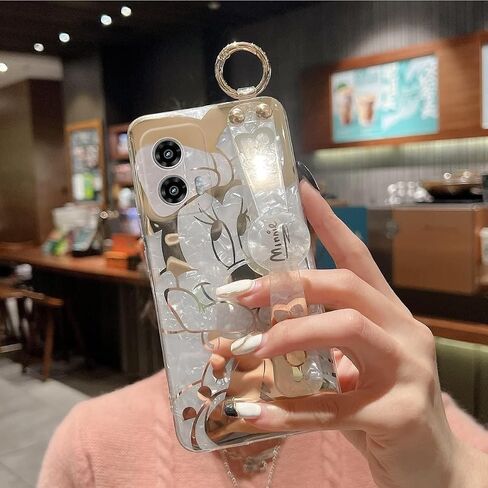 for Motorola Moto G Stylus 5G 2024 Case 6.7" Cute with Wrist Strap Stand Glitter Bling Cartoon IMD Soft TPU Shockproof Protective Case Cover for Girls Women - Minnie in Saudi Arabia
