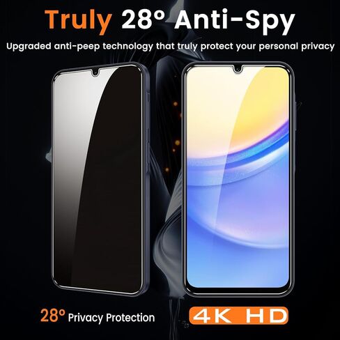 BNCHI [عبوة من 3+3 واقي شاشة للخصوصية لهاتف Samsung Galaxy A15 5G مع 3 قطع من واقي عدسة الكاميرا، فيلم زجاجي مقوى مضاد للتجسس، صلابة 9H، مضاد للخدش، حساس للمس in Saudi Arabia