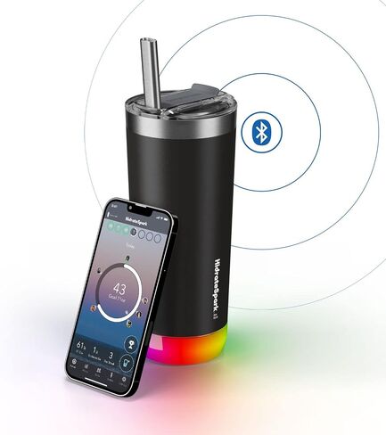 HidrateSpark PRO Smart Tumbler Bundle – Insulated Stainless Steel – Tracks Water Intake with Bluetooth, LED Glow Reminder When You Need to Drink – 20oz, Brushed Stainless Steel + 3 Straws in Saudi Arabia
