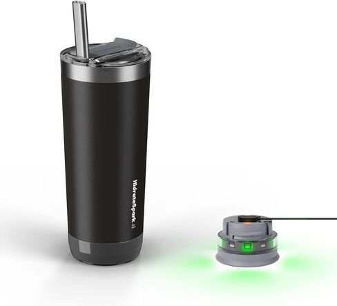 HidrateSpark PRO Smart Tumbler Bundle – Insulated Stainless Steel – Tracks Water Intake with Bluetooth, LED Glow Reminder When You Need to Drink – 20oz, Brushed Stainless Steel + 3 Straws in Saudi Arabia