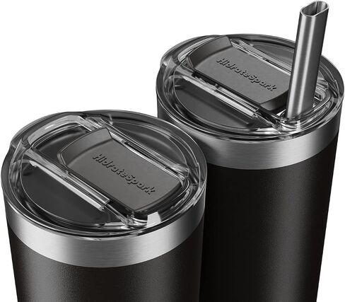 HidrateSpark PRO Smart Tumbler Bundle – Insulated Stainless Steel – Tracks Water Intake with Bluetooth, LED Glow Reminder When You Need to Drink – 20oz, Brushed Stainless Steel + 3 Straws in Saudi Arabia