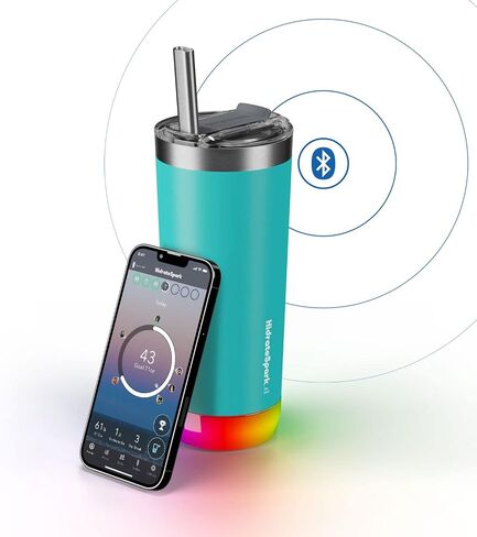 HidrateSpark PRO Smart Tumbler Bundle – Insulated Stainless Steel – Tracks Water Intake with Bluetooth, LED Glow Reminder When You Need to Drink – 20oz, Brushed Stainless Steel + 3 Straws in Saudi Arabia