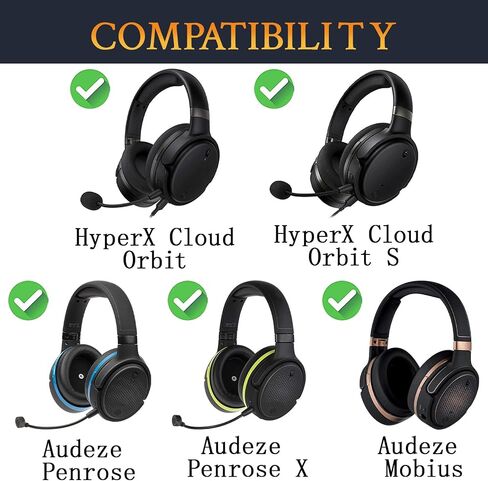SOULWIT Cooling-Gel Replacement Earpads for Audeze Penrose/Penrose X/Mobius, Ear Pads for HyperX Cloud Orbit/Orbit S Headphones, Cushions with Durable Ice Silk Fabric, Noise Isolation Foam-Black in Saudi Arabia