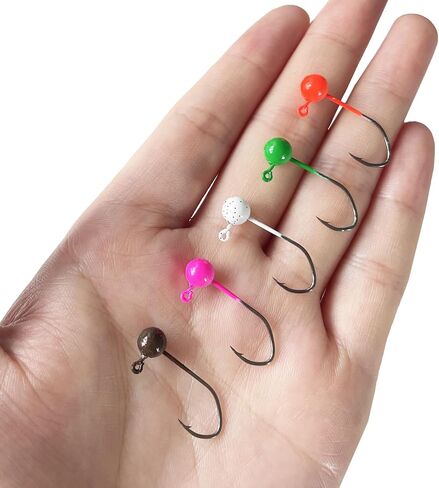 Fly Tying Jigs Kit,60pcs Small Jig Heads for Fly Fishing,Round Ball Crappie Jigs Trout Tying Flies Ice Fishing 1/64oz 1/32oz 1/28oz 1/16oz in Saudi Arabia