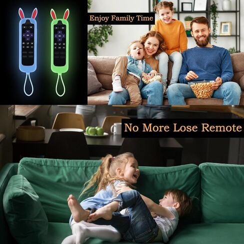 غطاء 3 قطع لجهاز التحكم عن بعد Roku Express مع تصميم آذان أرنب يتوهج في الظلام، غطاء جهاز التحكم عن بعد Onn متوافق مع عصا التبخير Hisense TCL Roku TV in Saudi Arabia