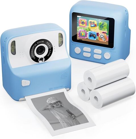 Contixo Kids Camera Instant Print - 1080P Kids Instant Cameras That Print Photos, 2.4 Inch Screen Selfie Digital Camera 12MP with Print Paper, Portable Camera Toy, Fun Present for Girls Boys Blue in Kuwait