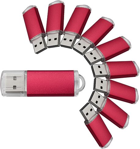 10 عبوات من محركات أقراص فلاش USB سعة 2 جيجابايت، حزمة محركات أقراص فلاش USB 2 جيجابايت، USB 2.0، عصا ذاكرة USB - أحمر in Saudi Arabia